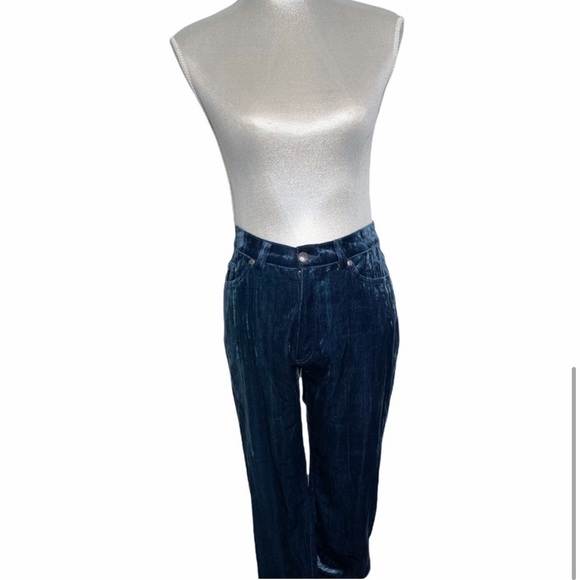 Iceberg Jeans Vintage Y2K Blue Velvet Velour Suit Blazer Pant Set 29 40 Italy - Picture 11 of 16